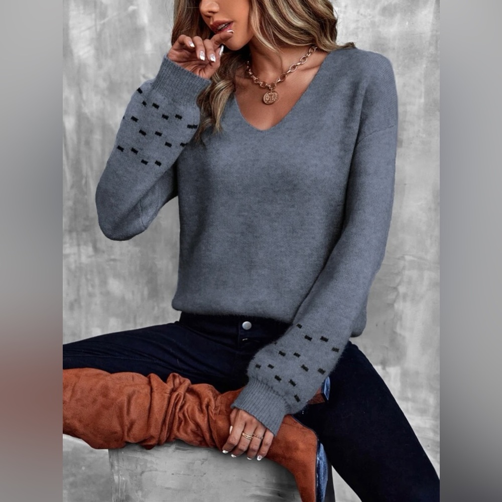 Geo Pattern Drop Shoulder Sweater